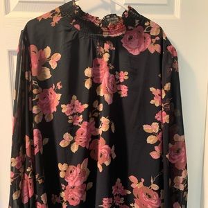 Tribal Rose Print Chiffon Top, 2X